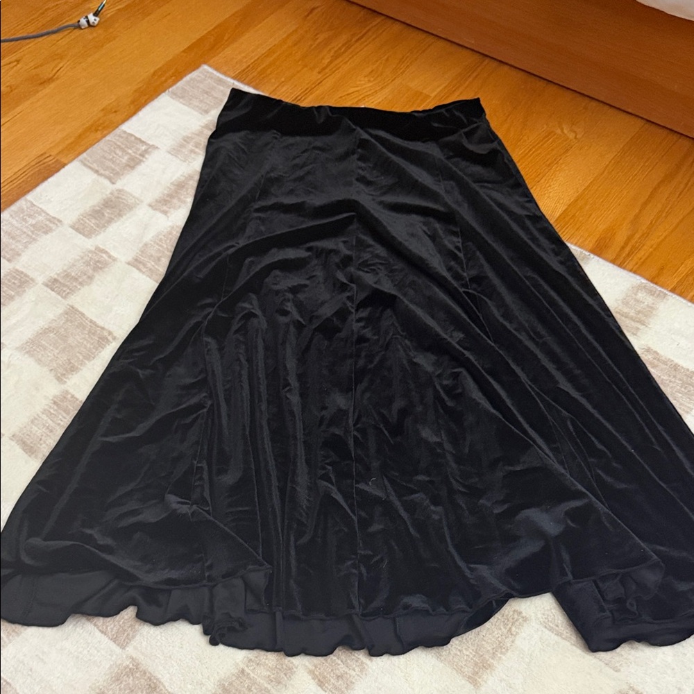 Cynthia Rowley Black Velvet A-Line Skirt